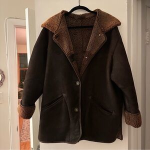 Vintage Brown Suede Sherpa Lined Jacket